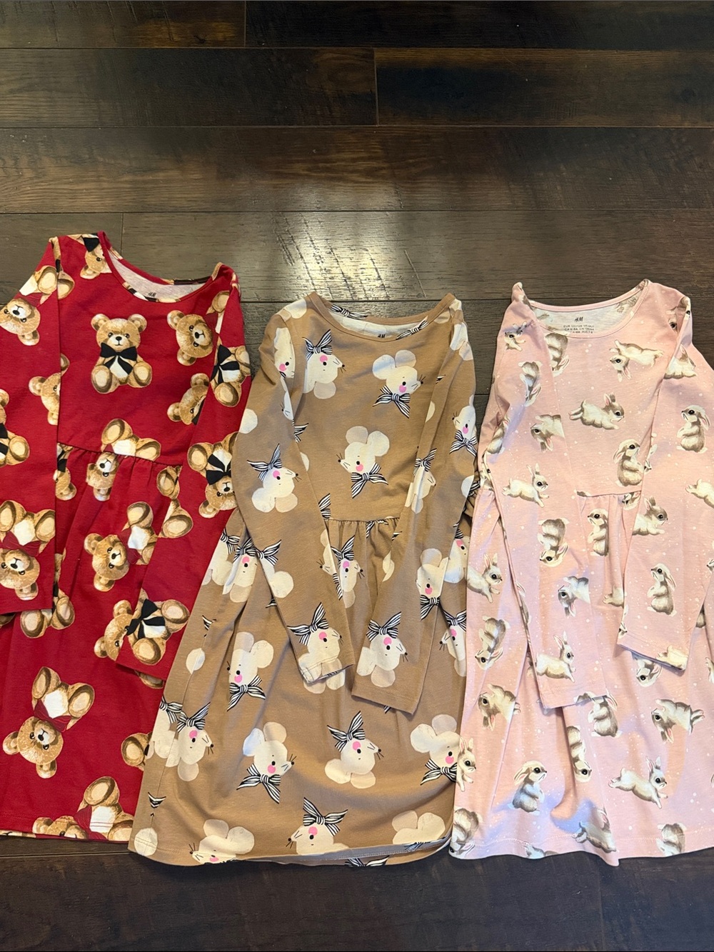 Kids Bear, Mouse & Bunny long sleeve dresses Dresses - Multiple Colors
